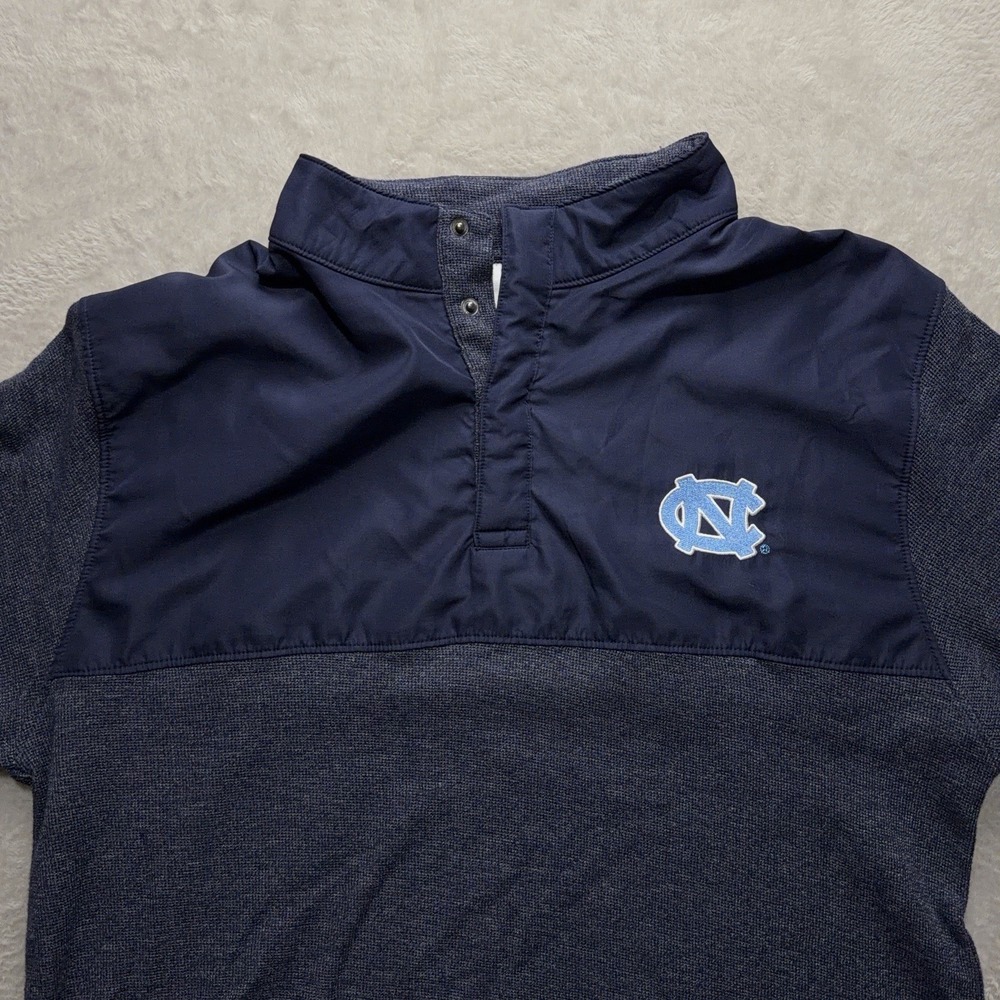 UNC North Carolina Tar Heels Jacket Mens M Blue Pullover NCAA Embroidered Snap - Picture 2 of 11